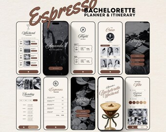 App-like Espresso Martini Bachelorette Itinerary Canva Template Martini Bachelorette Weekend Itinerary Digital Planner Espresso Bachelorette