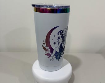 20oz regenboog geanodiseerde roestvrijstalen beker Fairy op halve maan