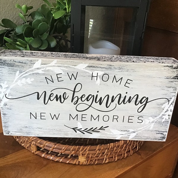 New Home Sign New Beginning New Memories New Home Gift - Convenient  size - Military new home gift - New Home Closing Gift - Christmas  Gift