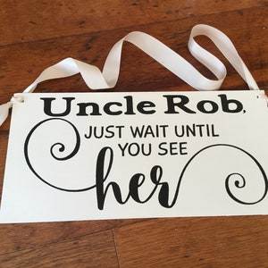 Uncle ring bearer sign, wedding ceremony decor, ivory white banner