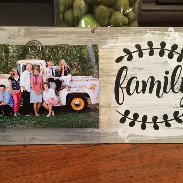 Family Picture Frame - Sign -  Personalize with your photo - Farmhouse picture frame