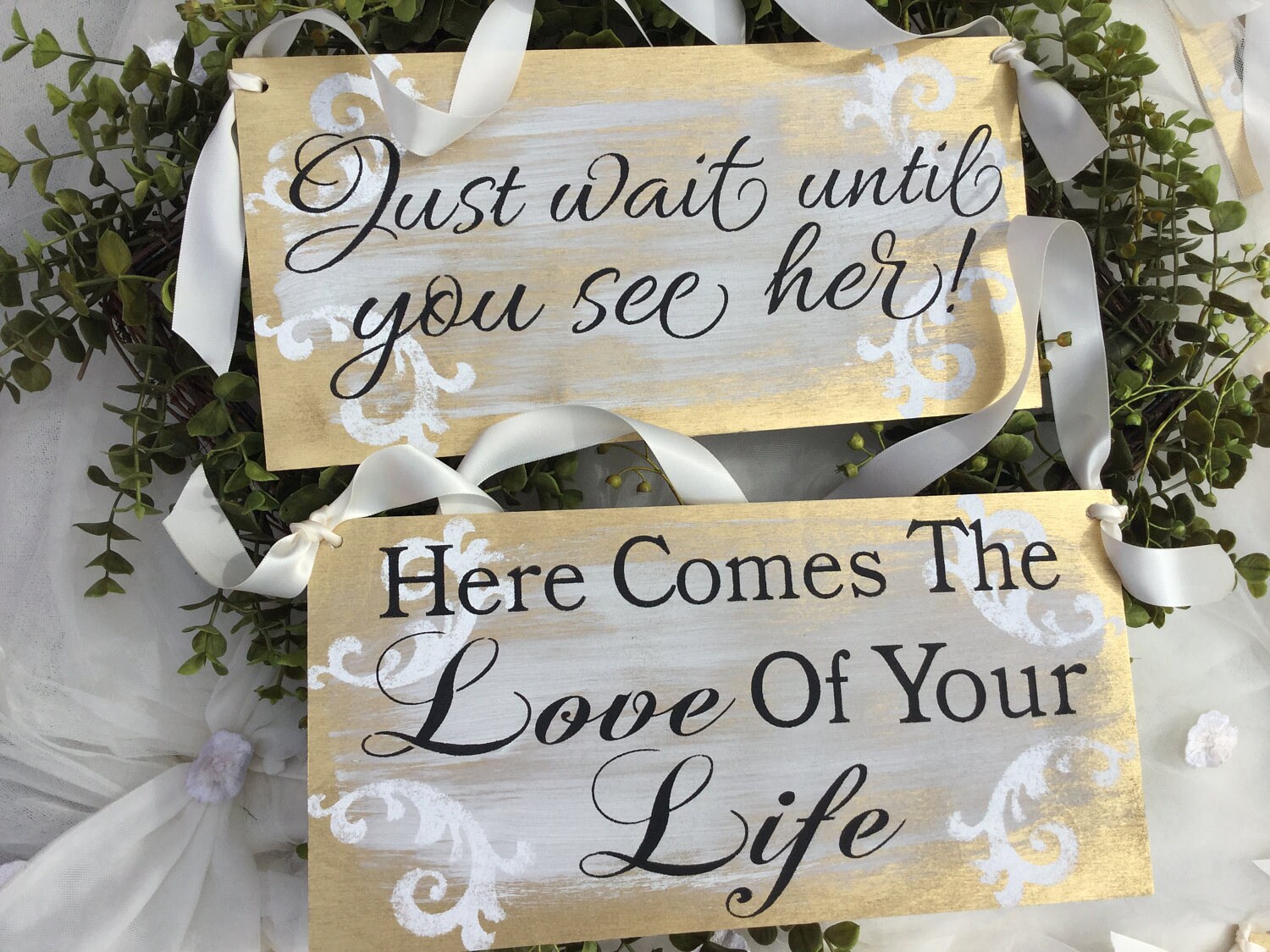 Here Comes The Love Of Your Life Gold Set Of 2 Ring Bearer Etsy