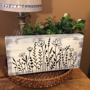 Rustic Wildflower Wood Sign: Hand Painted Farmhouse Decor - Etsy