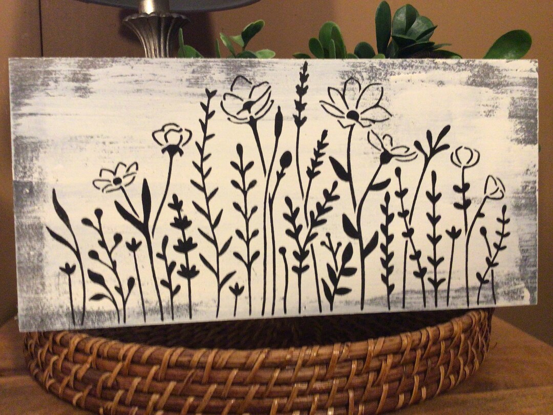 Rustic Wildflower Wood Sign: Hand Painted Farmhouse Decor - Etsy