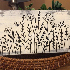 Rustic Wildflower Wood Sign: Hand Painted Farmhouse Decor