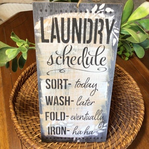 Funny Laundry Room Sign: Hand Painted Birch Wood Decor