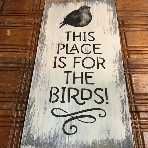 Bird Sign for the Home Funny Handpainted Wooden Bird Sign Etsy