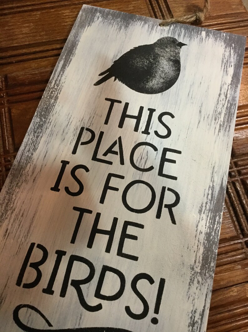 Bird Sign for the Home Funny Handpainted Wooden Bird Sign Etsy