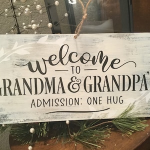 Grandma and grandpas welcome sign, grandparent entryway board, plaque for grandparent house