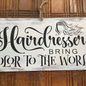 Hair salon decor for hairdresser gift wood sign