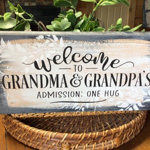 Grandparent gift welcome sign for grandma and grandpa