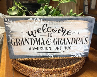 Grandparent gift welcome sign for grandma and grandpa