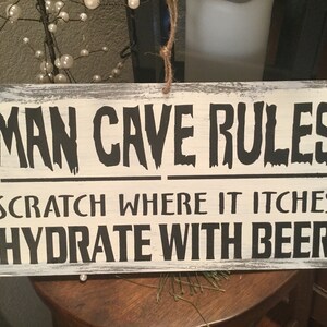Man Cave Rules Sign Funny Man Cave Wood Sign