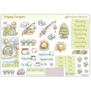 Happy Campers ~ Hobonichi A5 Weekly Sticker Kit