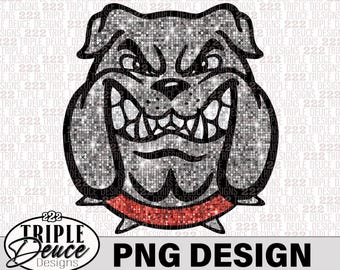 Bulldogs Faux Sequin - Red-Black - PNG Design, School Mascot-LC