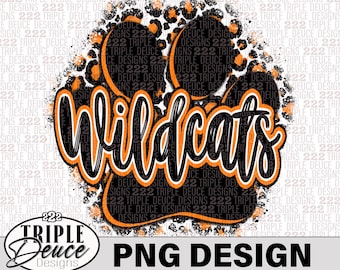 Wildcats Pawprint - Orange-Black - PNG Design-preppy mascot-Woodside