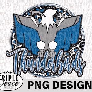 Cross County Thunderbirds Blue-Gray - PNG Design, DTF, Sublimation, School Spirit