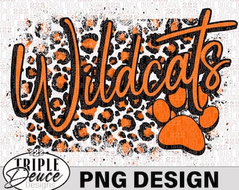 Wildcats Distressed - Orange - PNG Design, School Spirit, preppy mascot-Woodside