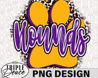 Greyhounds, Hounds Pawprint-Purple-Gold-PNG Design-Jones Co
