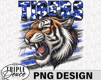 Tigers -Blue-Black - PNG Design, School Mascot-Union City