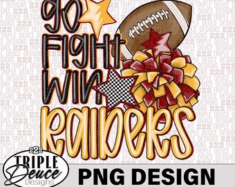 Raiders -Go Fight Win - Maroon-Gold - PNG Design, Preppy Mascot-Crescent City