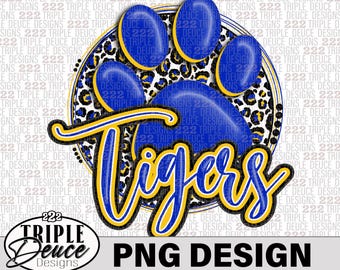 Warrensville Tigers Azul-Amarillo-Dorado - Diseño PNG