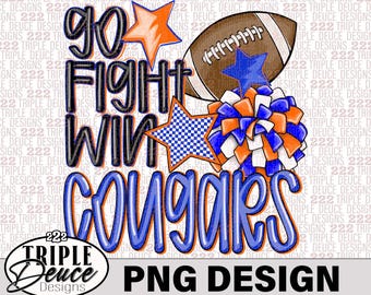 Cougars -Go Fight Win- PNG Design, School Spirit, Preppy Mascot-Campbell County