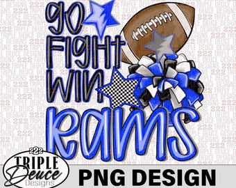 Rams -Go Fight Win -Blue-Gray- PNG Design, Preppy Mascot-Interlachen