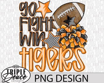 Tigers - Go Fight Win -Orange, PNG Design-School Spirit, Preppy Mascot-Vinson