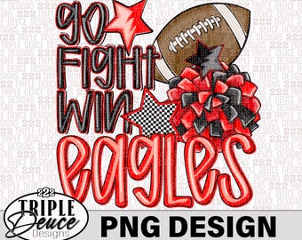 Eagles-Go Fight Win-Red-PNG Design, Preppy Mascot-Carroll