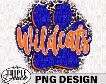 Wildcats Pawprint - Blue-Orange - PNG Design-Westwood