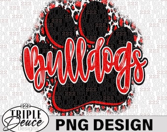Bulldogs Pawprint - Red - PNG Design-LC