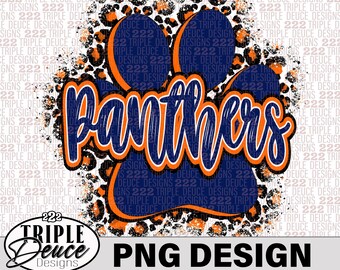 Panthers Pawprint-Navy-Orange-PNG Design-Pana