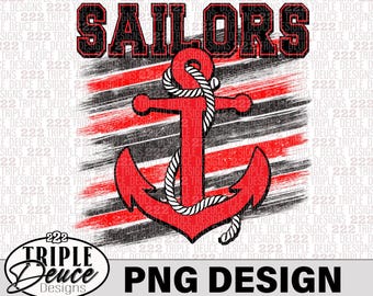 Sailors Anchor Distressed Red-Black - PNG Design School Mascot-Lakeview