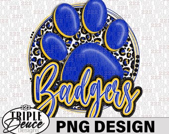 Badgers Blue-Yellow-Gold - PNG Design-School Mascot-Bruni