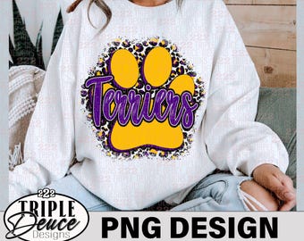Terriers Pawprint - Purple-Gold - PNG Design