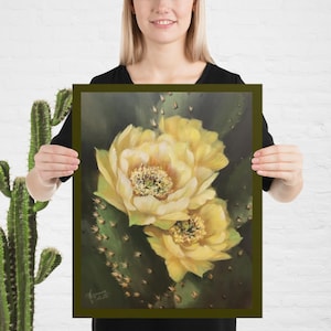 Feigenkaktus Blossoms Matte Poster, Wüsten-Dekoration