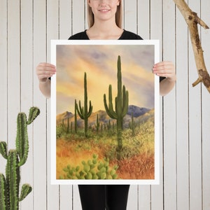 Saguaro Sunset Enhanted Matt Poster Saguaro Wüstenszene