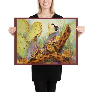 Quail Family Outing Enhanced Matte Poster