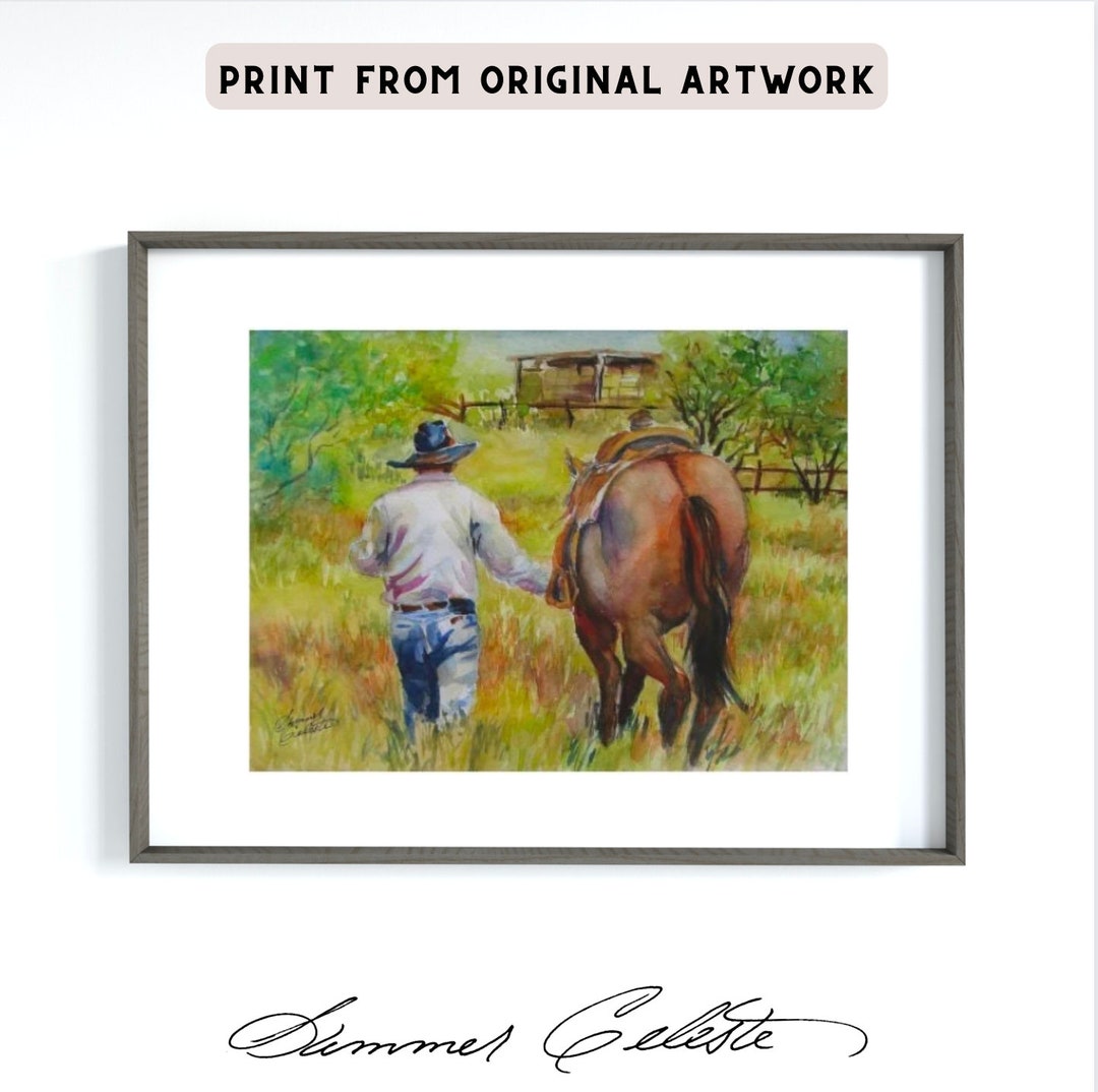 Cowboy Wall Art Cowboy Print Country Western Art Farmhouse Wall Art