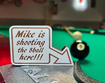 Personalized name 8 Ball Pocket Marker; APA, Mark Your Pocket, Billiard Gift, Laser Engraved APA Pool Accessory