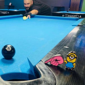 Specialmålad Minion 8-bollars fickmarkör; APA, Markera din ficka, Biljardpresent, Lasergraverad APA-biljardtillbehör
