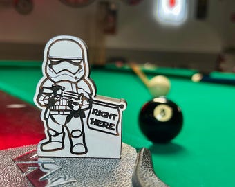 8 Ball Pocket Marker, Storm Trooper; APA, Mark Your Pocket, Billiard Gift, Laser Engraved, Pool Accessory