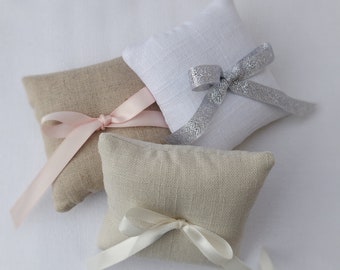 Linen Ring Bearer Pillow - 3 inch