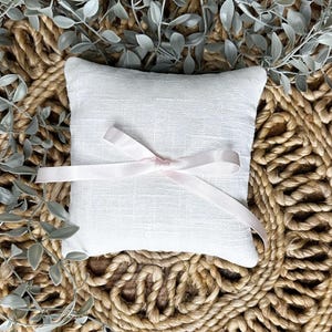 Linen Ring Bearer Pillow, 5 x 5 inches, Choose Your Linen and Ribbon