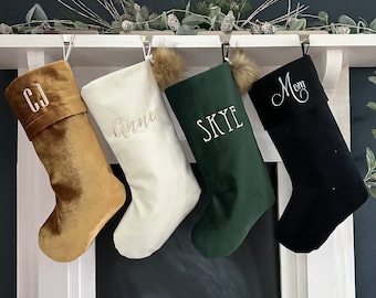 Embroidered - Velvet Christmas Stockings - Design Your Own Set