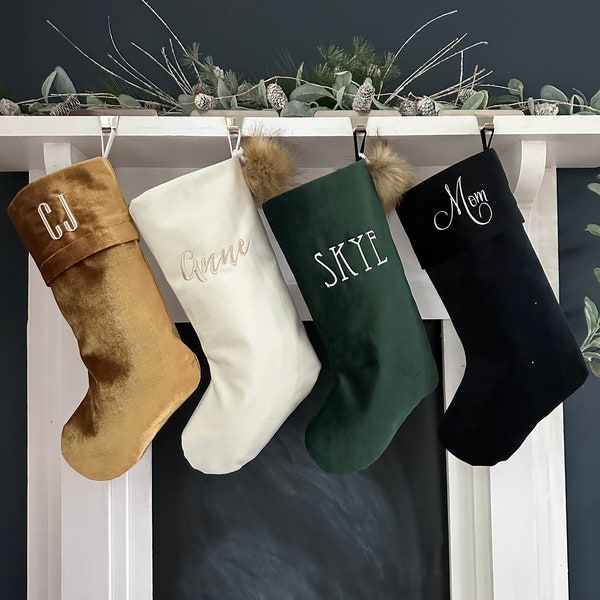 Embroidered - Velvet Christmas Stockings - Design Your Own Set