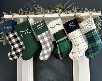 Embroidered - Velvet, Plaid, Fur Christmas Stockings - Design Your Own Set