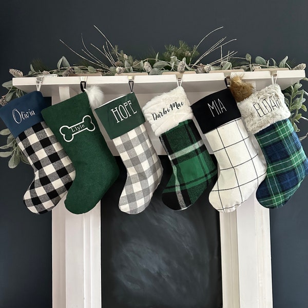 Embroidered - Velvet, Plaid, Fur Christmas Stockings - Design Your Own Set