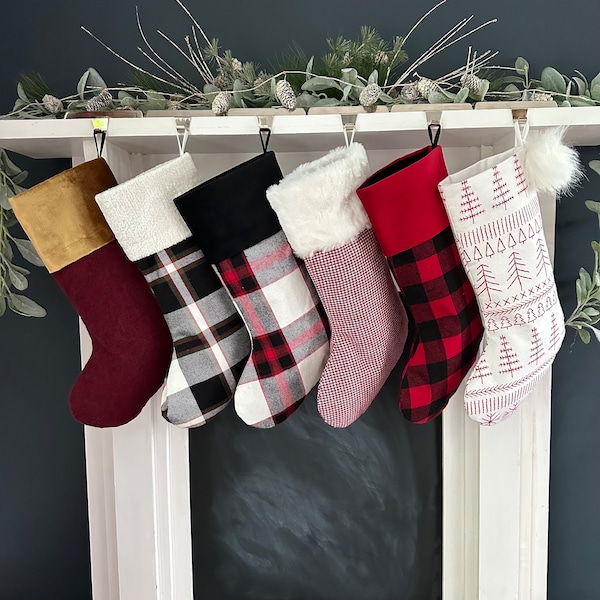 Velvet, Plaid, Fur Christmas Stockings - Design Your Own Set